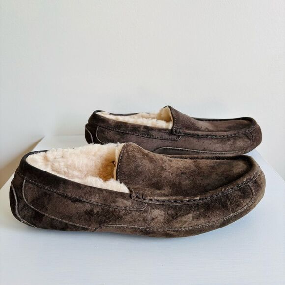 UGG Ascot Slipper – Gray Suede, Shearling Lined, Moc Toe, Men’s Size 10 - Picture 3 of 6